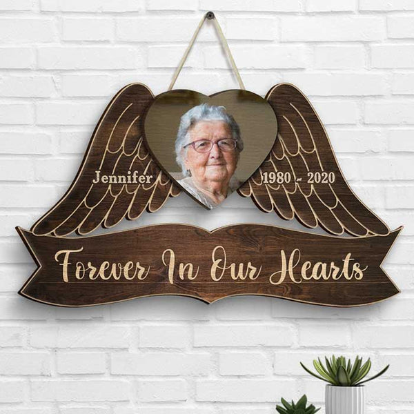 Forever In Our Hearts - Personalized Shaped Wood Sign