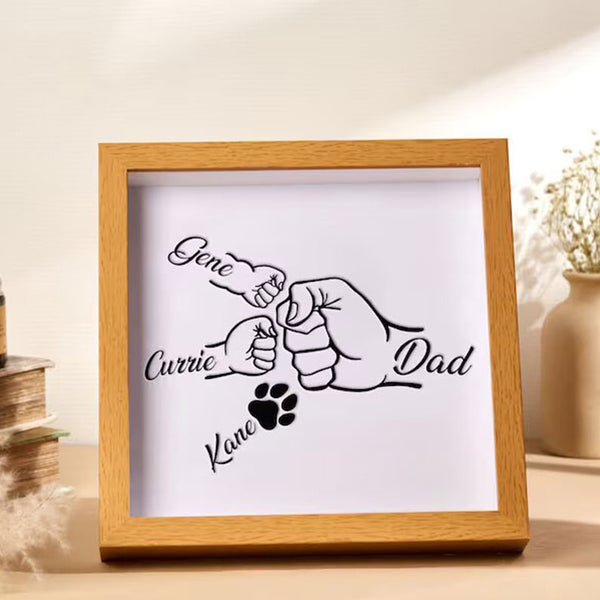 Father's Day Gift Fist Bump Dad and Kids Framed Sign