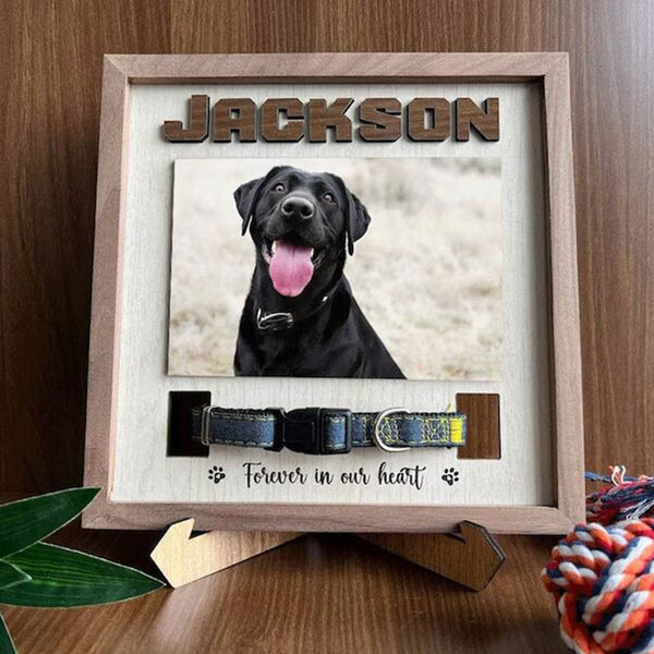 Dog Memorial Gift Wood Frame With Collar Holder