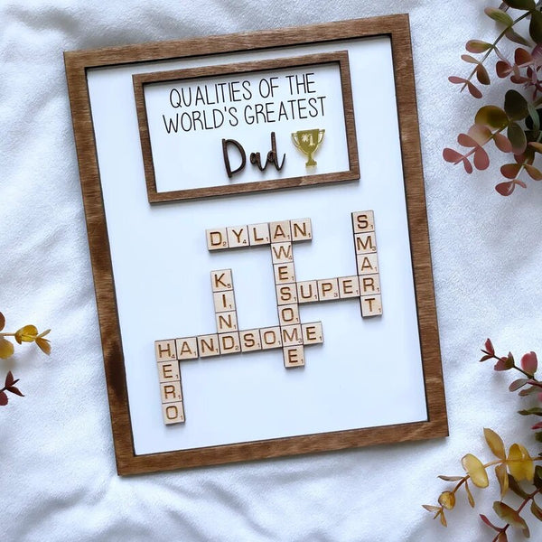 Personalized Scrabble Father's Day Gift Sign World's